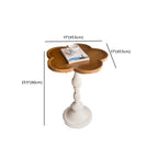 Classic Brown-White Wood Round Pedestal Chairside Table