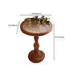 Classic Brown-White Wood Round Pedestal Chairside Table
