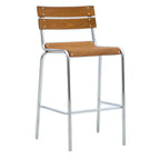 Industrial Brown Wood Rectangle Stackable Bar Stools with Back