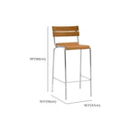 Industrial Brown Wood Rectangle Stackable Bar Stools with Back