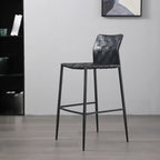 Modern Leather Seat Woven Textured Bar Stools with Back