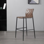 Modern Leather Seat Woven Textured Bar Stools with Back