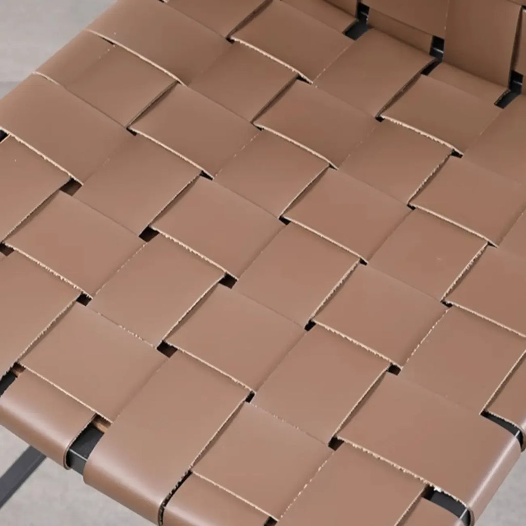 Modern Leather Seat Woven Textured Bar Stools with Back
