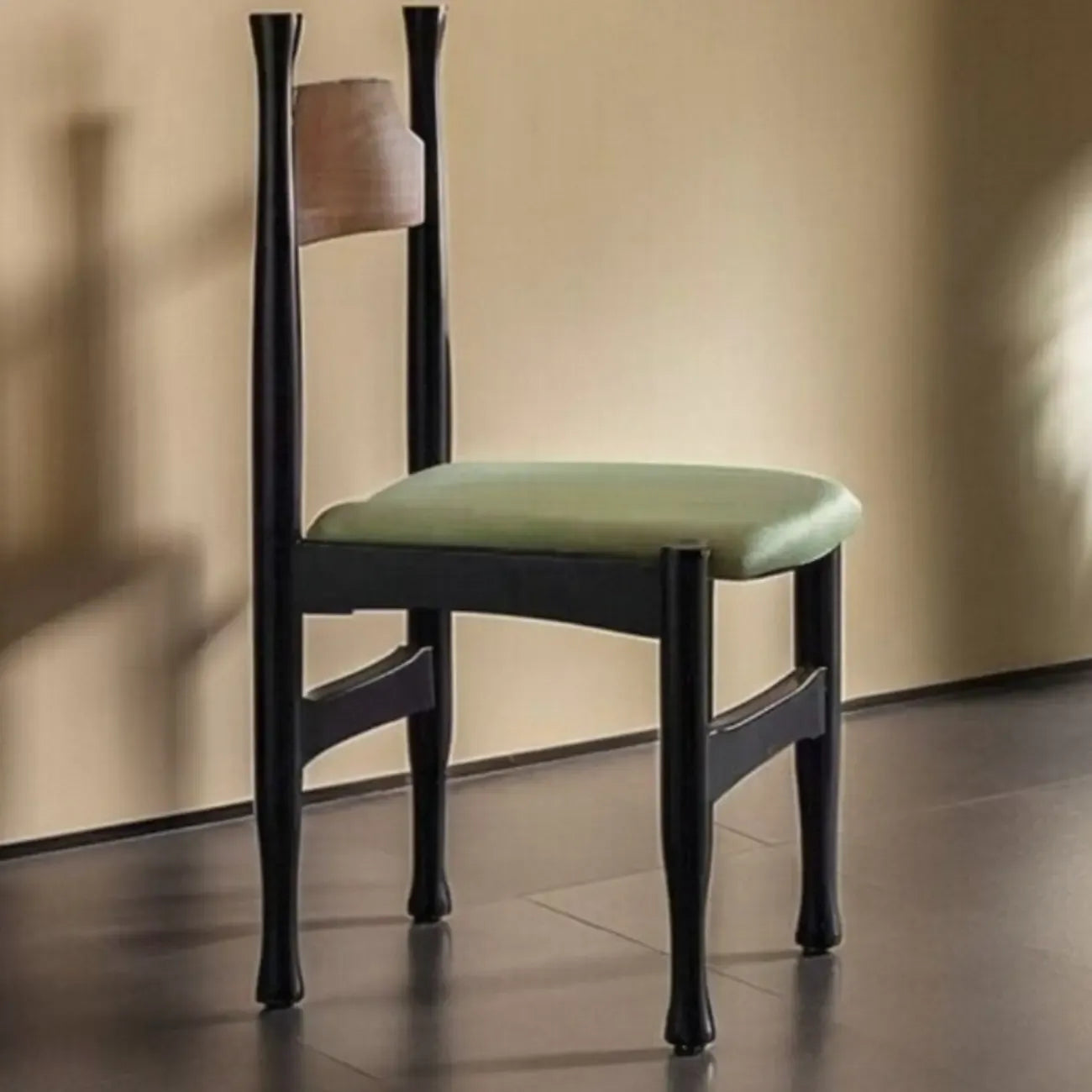 Minimalist Vintage Wood Frame and Upholstered Dining Chair