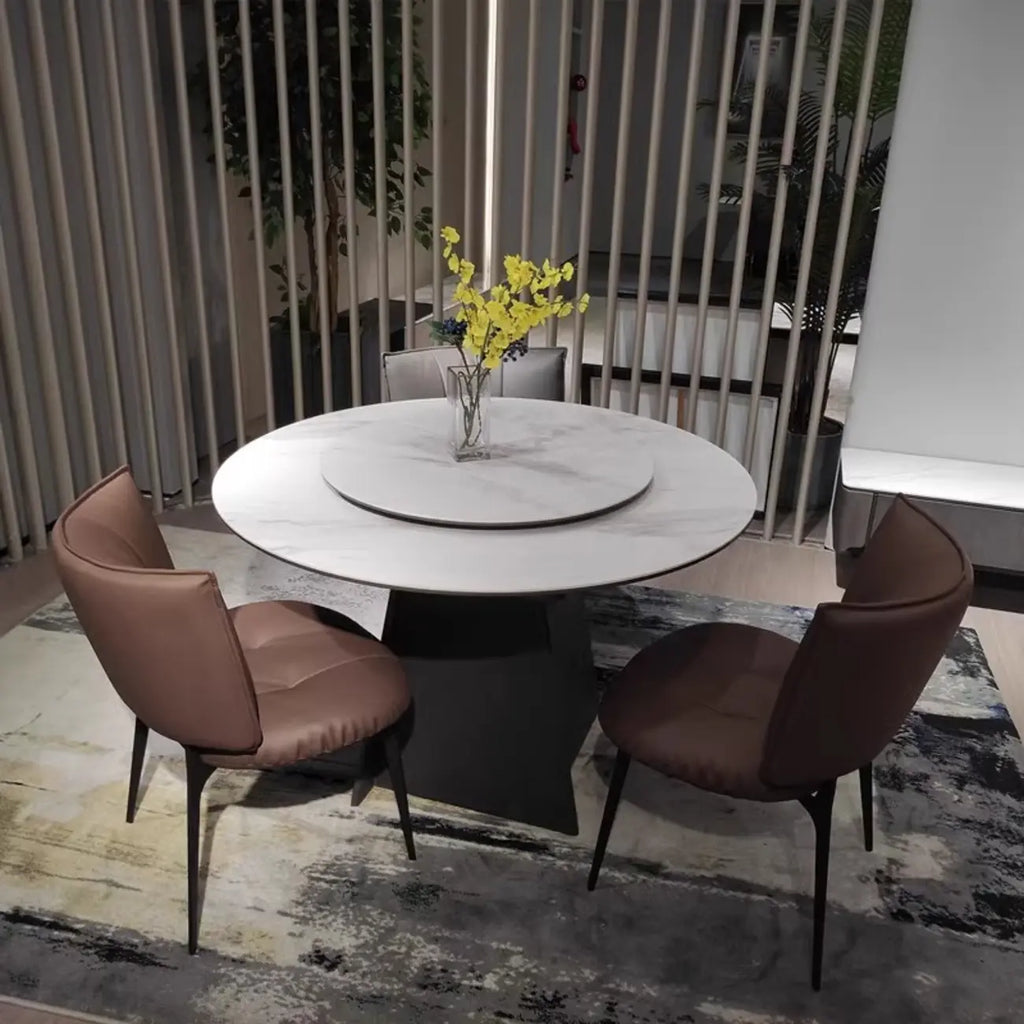Modern Leather Low Back Dining Chair with Metal Legs