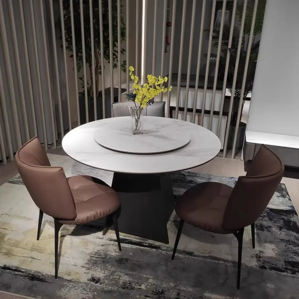 Modern Leather Low Back Dining Chair with Metal Legs