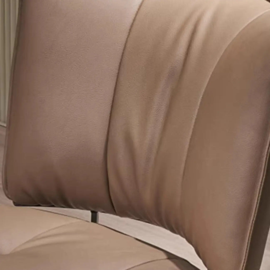 Modern Leather Low Back Dining Chair with Metal Legs