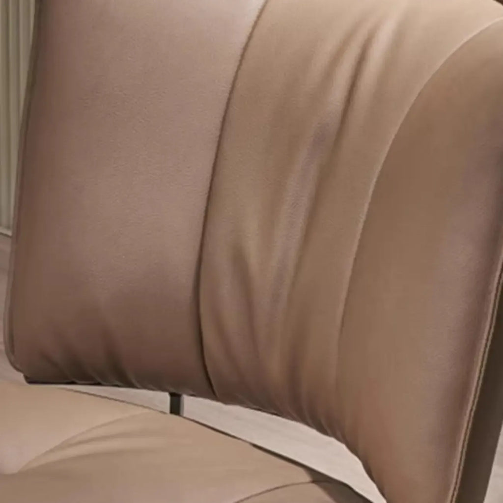 Modern Leather Low Back Dining Chair with Metal Legs