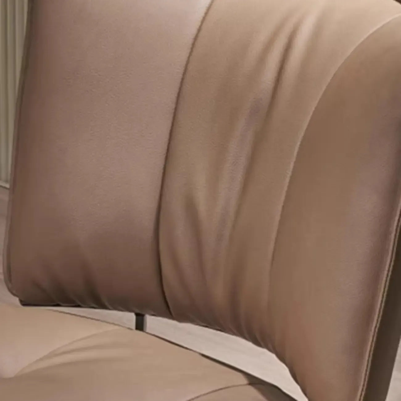 Modern Leather Low Back Dining Chair with Metal Legs