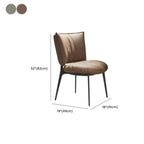 Modern Leather Low Back Dining Chair with Metal Legs