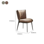 Modern Leather Low Back Dining Chair with Metal Legs