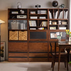 Contemporary Walnut Wood Cube Storage Bookcase