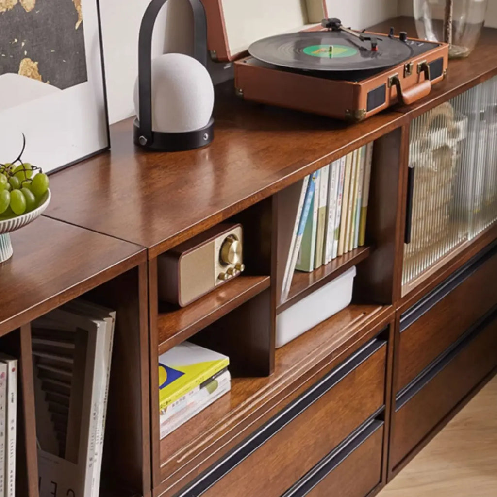Contemporary Walnut Wood Cube Storage Bookcase