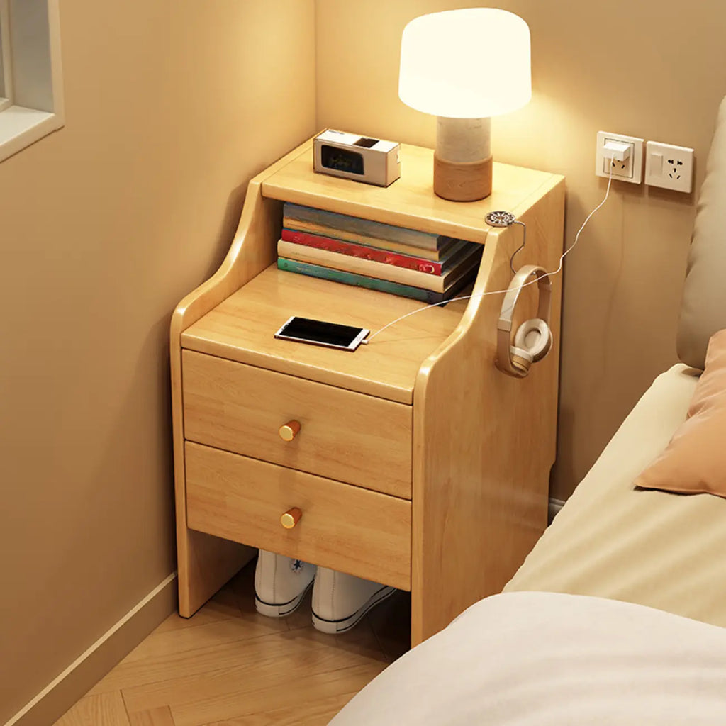 Classic Premium Wood 2 Drawers  Bedside Cabinet Nightstand