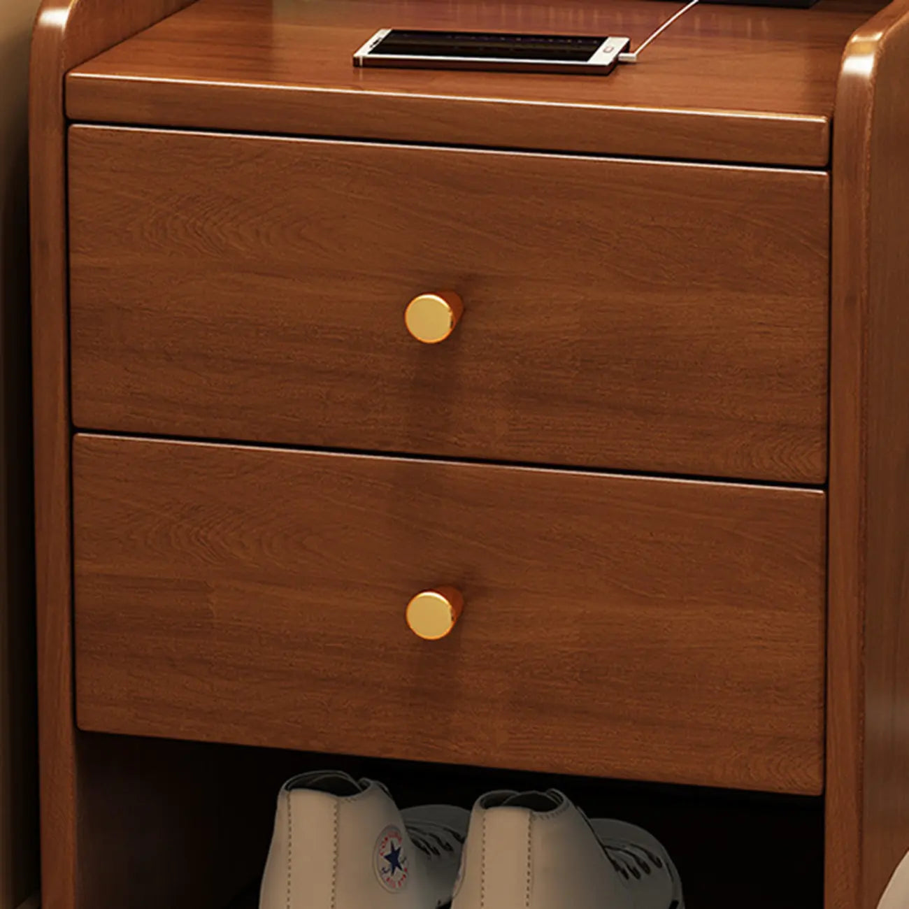 Classic Premium Wood 2 Drawers  Bedside Cabinet Nightstand