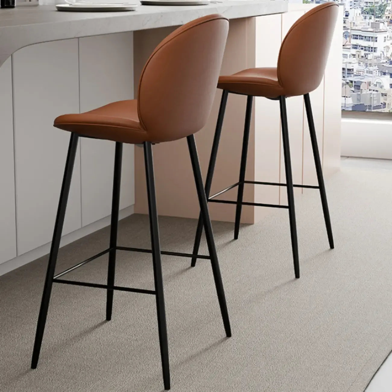 Mid-century Modern Bucket Upholstered Bar Stools