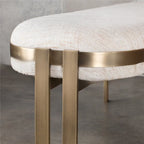 Comfort Beige Oval Metal Upholstered Entryway Bench