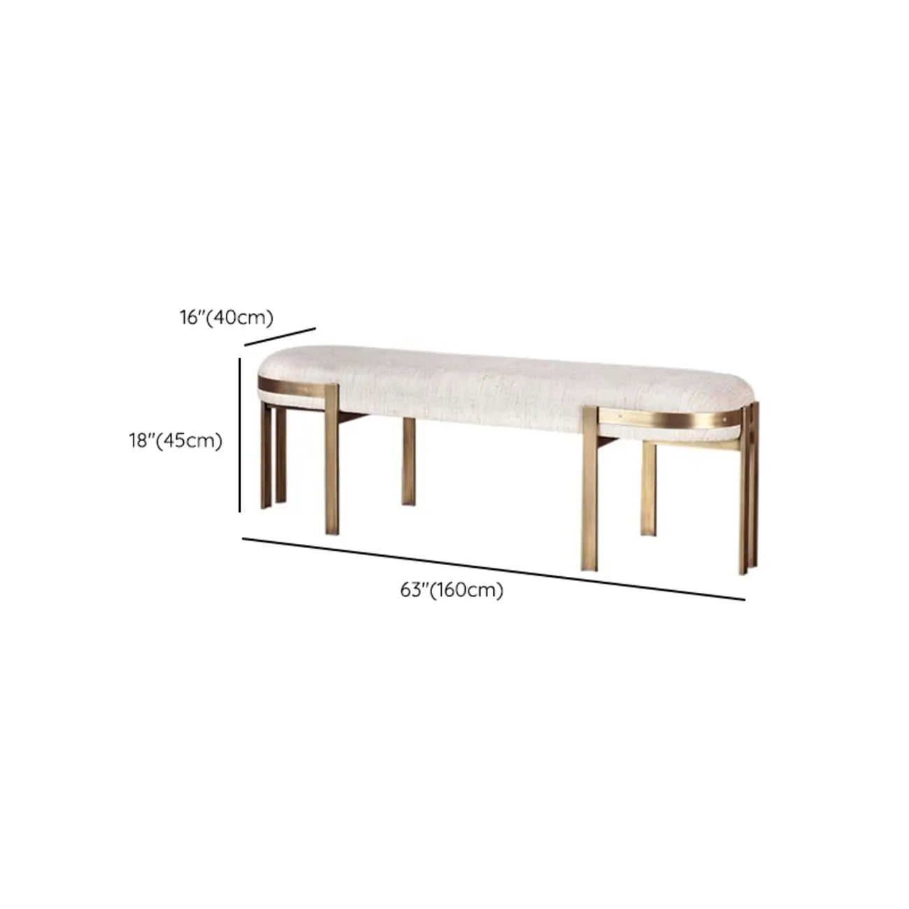 Comfort Beige Oval Metal Upholstered Entryway Bench