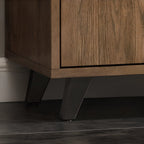 4-Drawer Taupe Wood Sideboard with Glass Doors