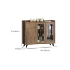 4-Drawer Taupe Wood Sideboard with Glass Doors