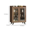 4-Drawer Taupe Wood Sideboard with Glass Doors