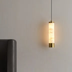 Adjustable White Stone Cylinder Hanging Pendant Light