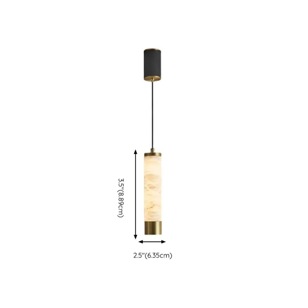Adjustable White Stone Cylinder Hanging Pendant Light