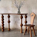 Artistic Walnut Wood Turned Leg Entry Console Table