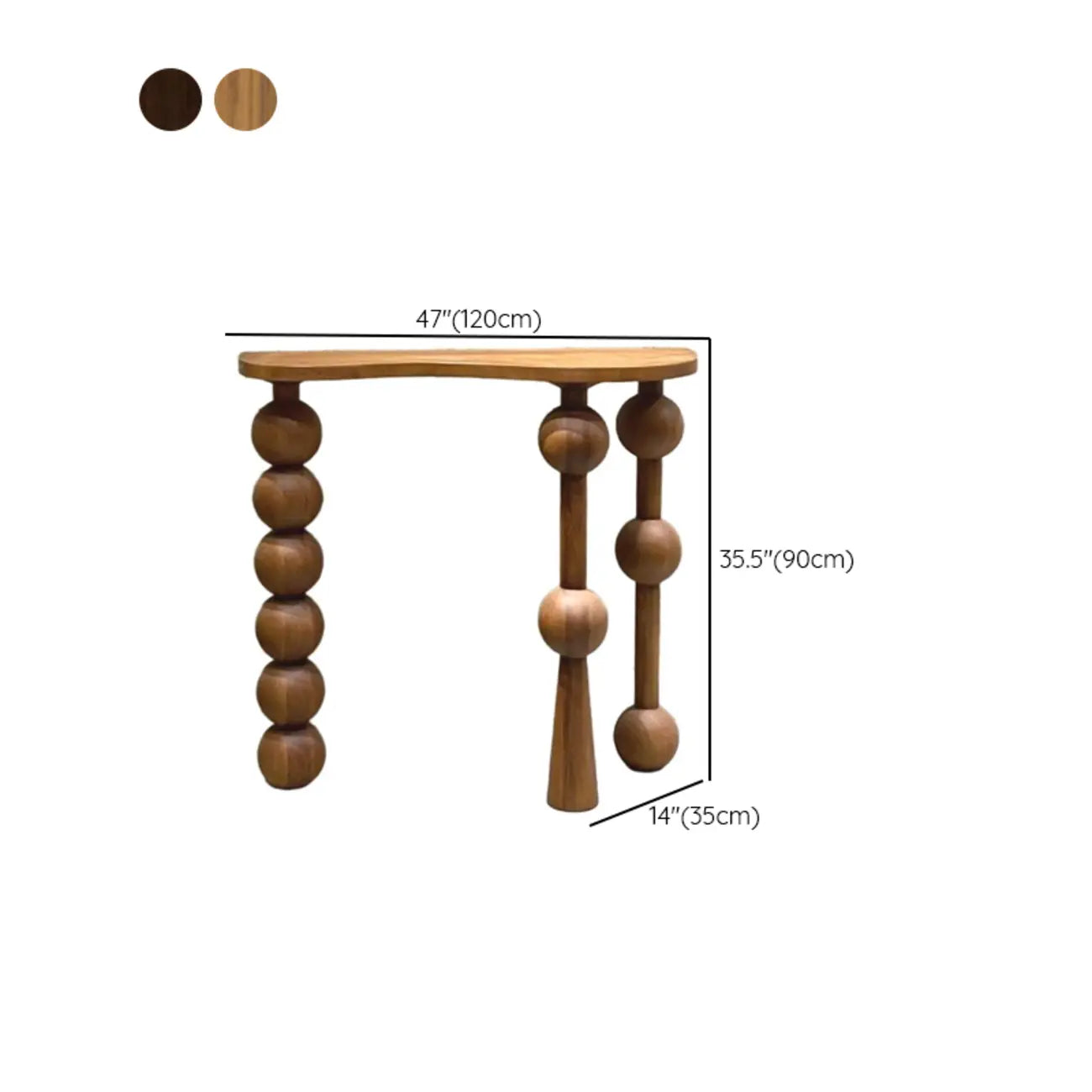 Artistic Walnut Wood Turned Leg Entry Console Table