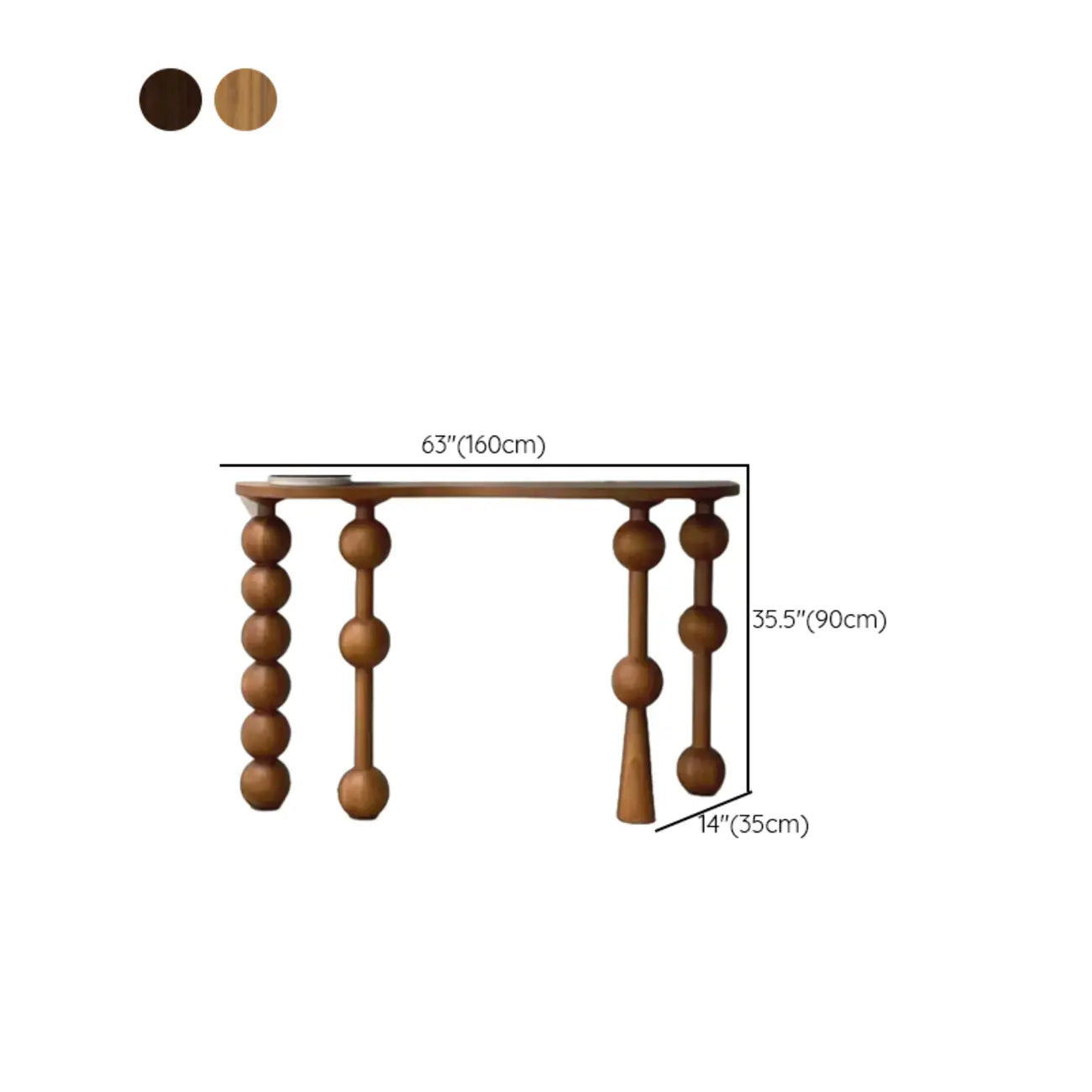 Artistic Walnut Wood Turned Leg Entry Console Table