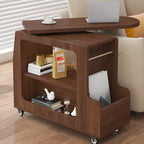 Versatile Modern Brown Half-circle Wheeled Side Table