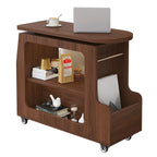 Versatile Modern Brown Half-circle Wheeled Side Table