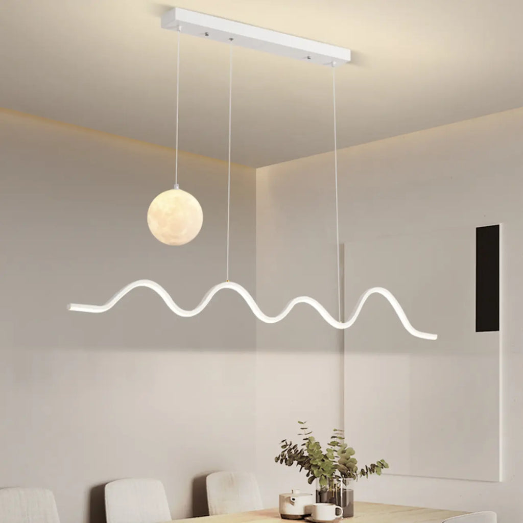 Art Decor Modern 2-Light Wave Pendant Light Multi Diming