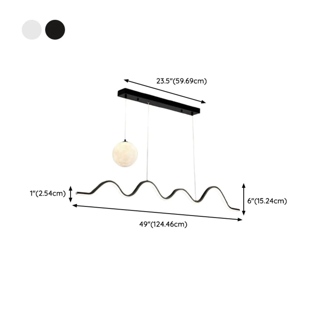 Art Decor Modern 2-Light Wave Pendant Light Multi Diming