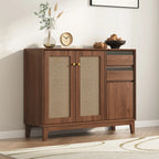 Minimalist Adjustable Shelves Rattan Sideboard with Drawers