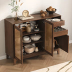 Minimalist Adjustable Shelves Rattan Sideboard with Drawers