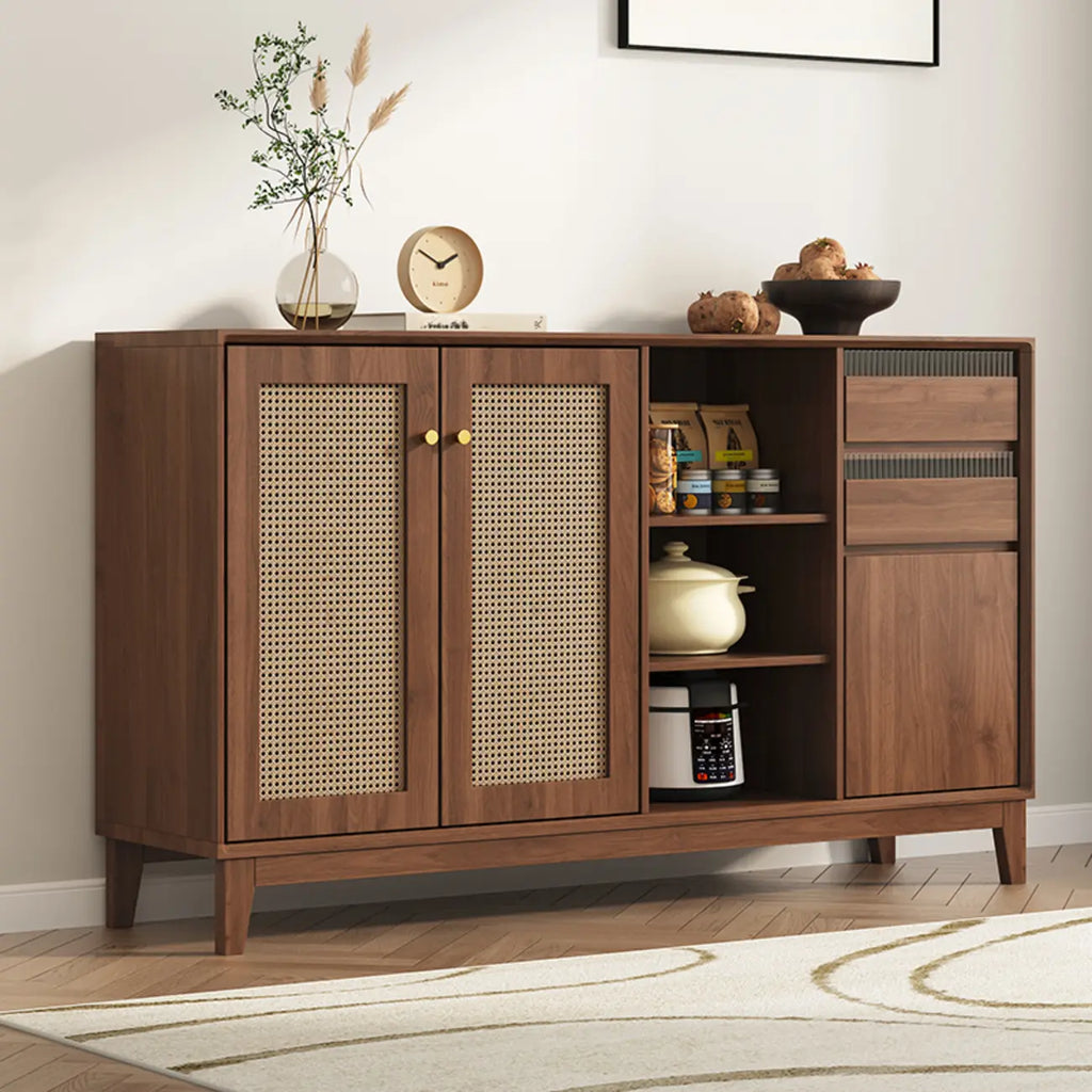 Minimalist Adjustable Shelves Rattan Sideboard with Drawers