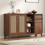Minimalist Adjustable Shelves Rattan Sideboard with Drawers