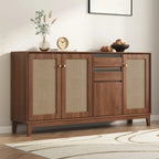 Minimalist Adjustable Shelves Rattan Sideboard with Drawers