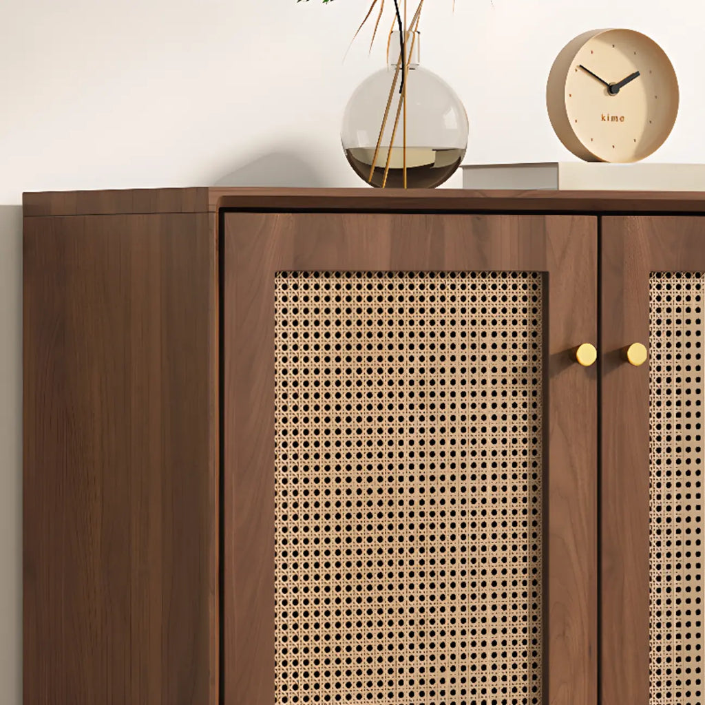 Minimalist Adjustable Shelves Rattan Sideboard with Drawers