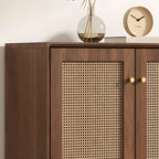 Minimalist Adjustable Shelves Rattan Sideboard with Drawers