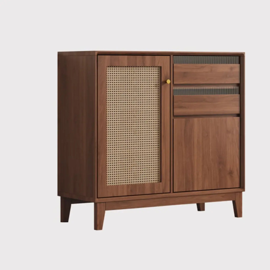 Minimalist Adjustable Shelves Rattan Sideboard with Drawers