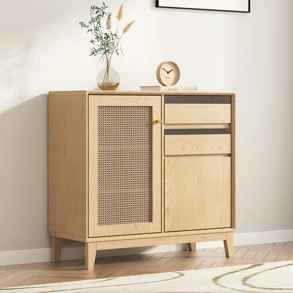 Minimalist Adjustable Shelves Rattan Sideboard with Drawers