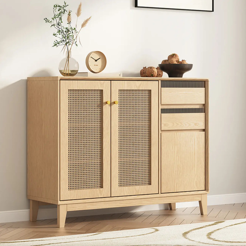Minimalist Adjustable Shelves Rattan Sideboard with Drawers