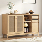 Minimalist Adjustable Shelves Rattan Sideboard with Drawers