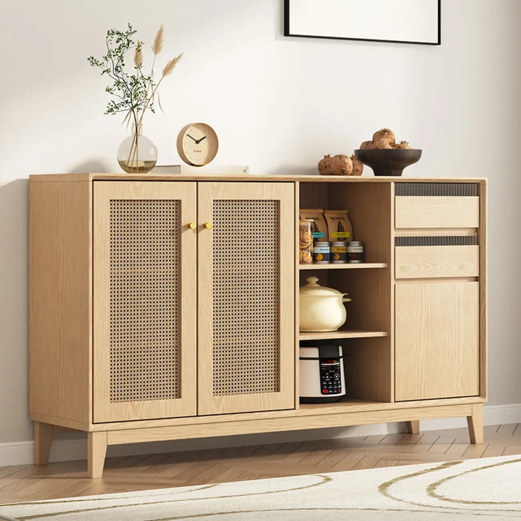 Minimalist Adjustable Shelves Rattan Sideboard with Drawers