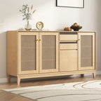 Minimalist Adjustable Shelves Rattan Sideboard with Drawers