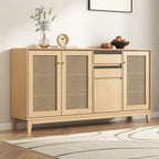 Minimalist Adjustable Shelves Rattan Sideboard with Drawers