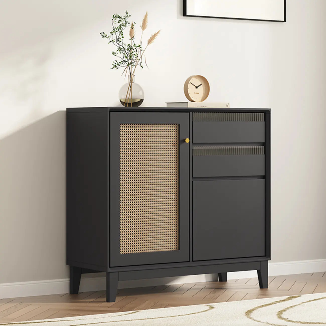 Minimalist Adjustable Shelves Rattan Sideboard with Drawers
