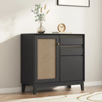 Minimalist Adjustable Shelves Rattan Sideboard with Drawers